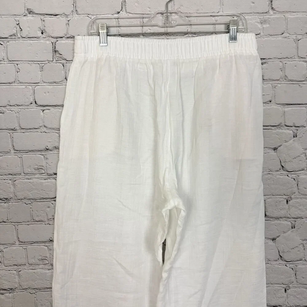 Hanro Women L White Relaxed Fit Jogger Pants Loungewear Sleepwear L Cotton Gauze